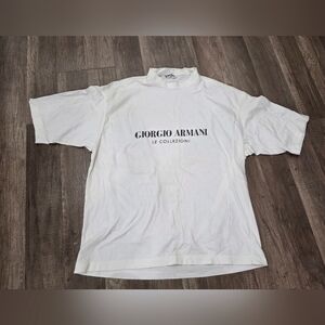 Giorgio Armani Collezioni Classic White Tee Mock Neck 90s Y2K Vintage L